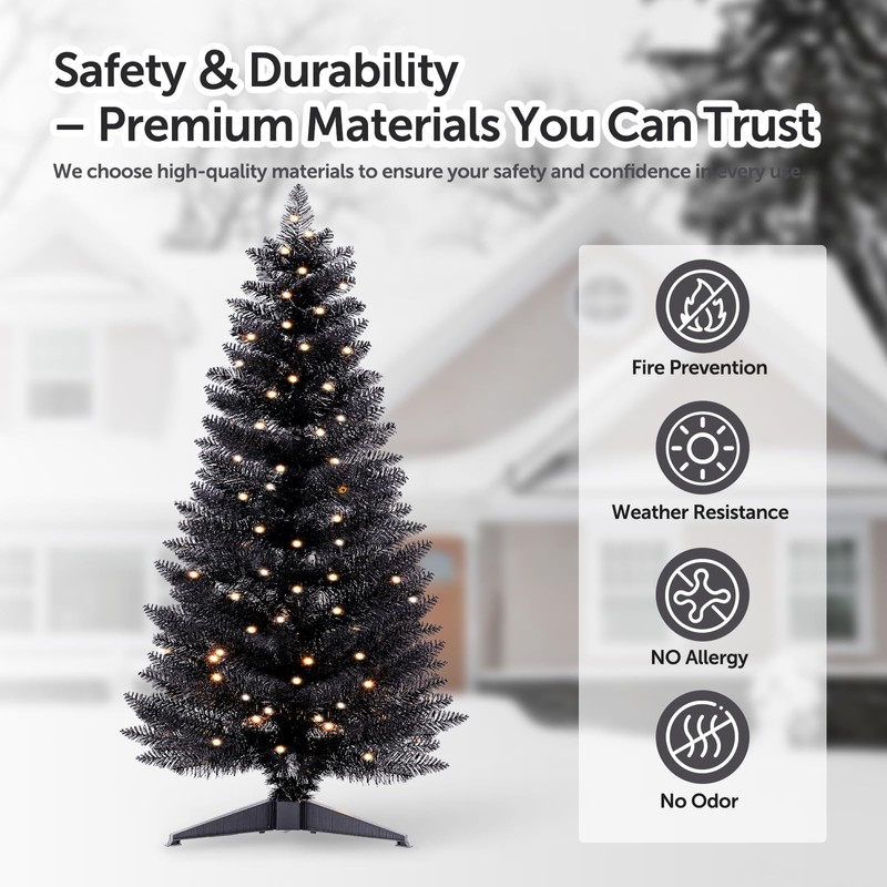 Santanelo 4ft Lighted Artificial Blue Christmas Tree，Small Snowy Artificial Xmas