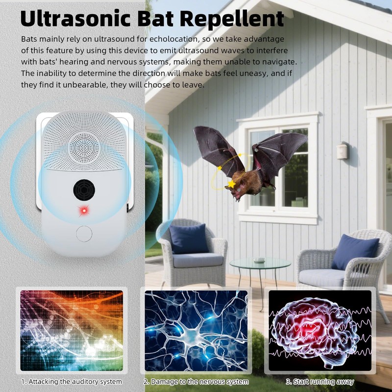 Ultrasonic Bat Repellent Deterrent Devices for Attic, 4Pack Bat Repellent