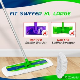 Reusable XL Pads for Swiffer Sweeper XL Mop, Wet & Dry Sweeping Cloths, Reusable & Durable Microfiber Mop Head for Wet & Dry Cleaning (8 Pack)