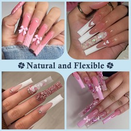 Luckyfairy XXL Nail Tips Square 504 Pcs 12 Sizes - No C Curve Flat Square Nail Tips Clear 2XL Full Cover Tapered Gel Acrylic Fake Nails Gelly Tips for Nail Extension Nail Art