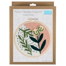Trimits Punch Needle Hoop Kit, 20.3cm (8in), Foliage Floral