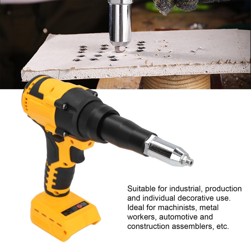 Oreilet Cordless Rivet Gun, 3.2‑4.8mm Brushless Portable Electric Rivet Tool,