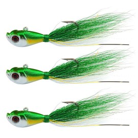 Shaddock Fishing Bucktail Jig Fluke Lures Saltwater Freshwater Fishing Baits Assorted Kit Bass Striper Bluefish Surf Fishing Size 1/4-2ounce Pack of 3
