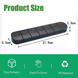 Pill Box - Travel Pill Organiser 7 Day 1 Times A Day, BPA Free Tablet Organiser to Hold Vitamins, Cod Liver Oil, Medication and Supplements (Black) (Black)