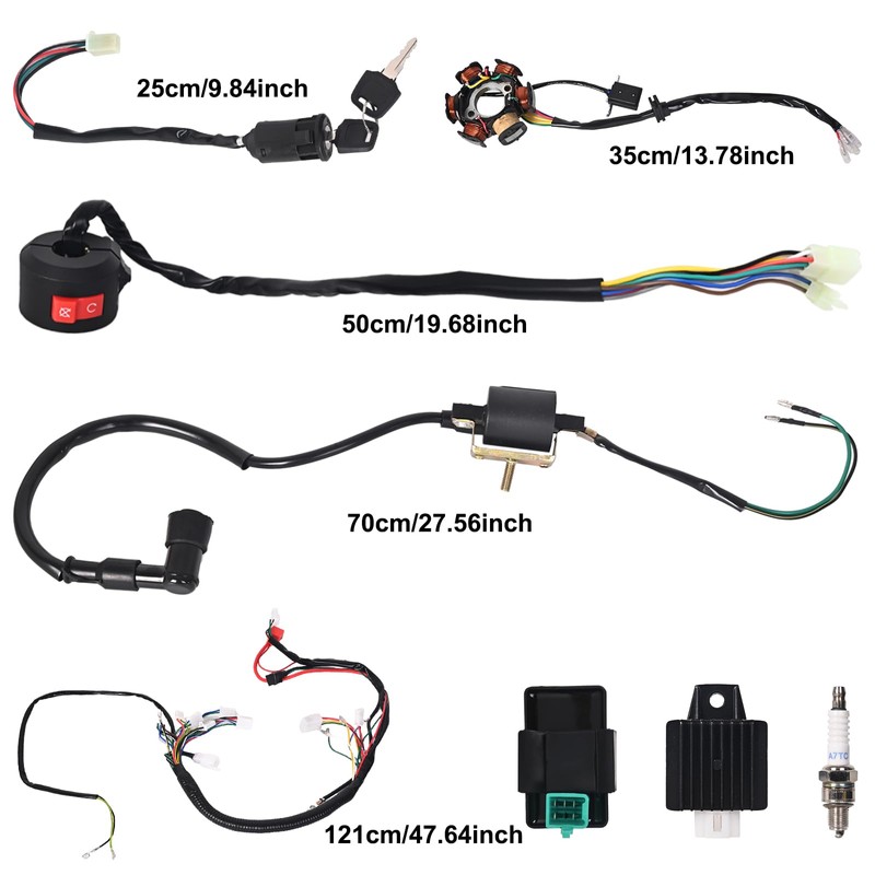 LAXEEM Complete Electrics Wiring Harness Kit, Coil Stator Solenoid Relay