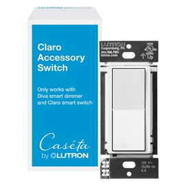 Lutron Claro Smart Accessory Switch, only for use with Diva Smart Dimmer Switch/Claro Smart Switch | DVRF-AS-WH | White