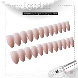 Easedaily Almond Nude Press on Nails Fake Nails Long False Nails Ballerina Full Cover Nails for Women and Girls