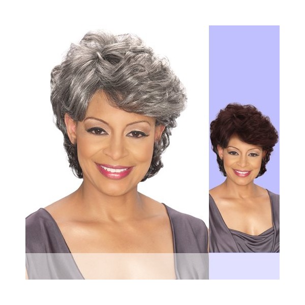 Emily Wig Color FS4/30 - Foxy Silver Wigs Short Culry Shag Synthetic Full Top Soft Waves African American Women's Machine Wefted Lightweight Average Cap