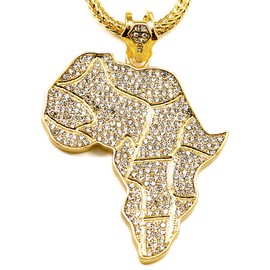 GWOOD Africa Map Gold Color Pendant with 36 Inch Franco Necklace