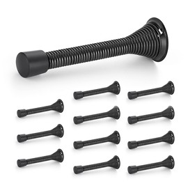 Ravinte Door Stoppers, 12 Pack Black Spring Door Stops with Rubber Bumper, Door Stoppers for Bottom of Door