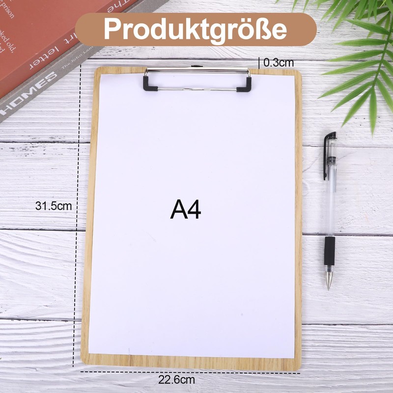 A4 Wooden Clipboard A4 Clipboards with Clip for Daily Notes,