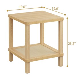 YAUKOMEL Large End Table,20 Inch Square Side Table,Coffee Table,Rattan Side Table,Boho Nightstand for Living Room,Bedroom,Rounded Corners,Easy Assembly Natural LET56Y