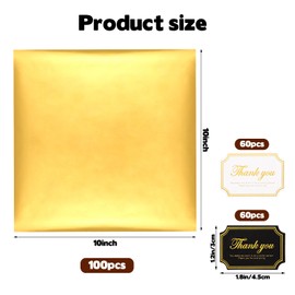 COODHI 10” x 10” Large Dubai Chocolate Bar Pistachio Wrappers Packaging with Stickers, 100PCS Chocolate Bar Gold Aluminum Foil Wrapper for Candy, Granola Bar, Caramel