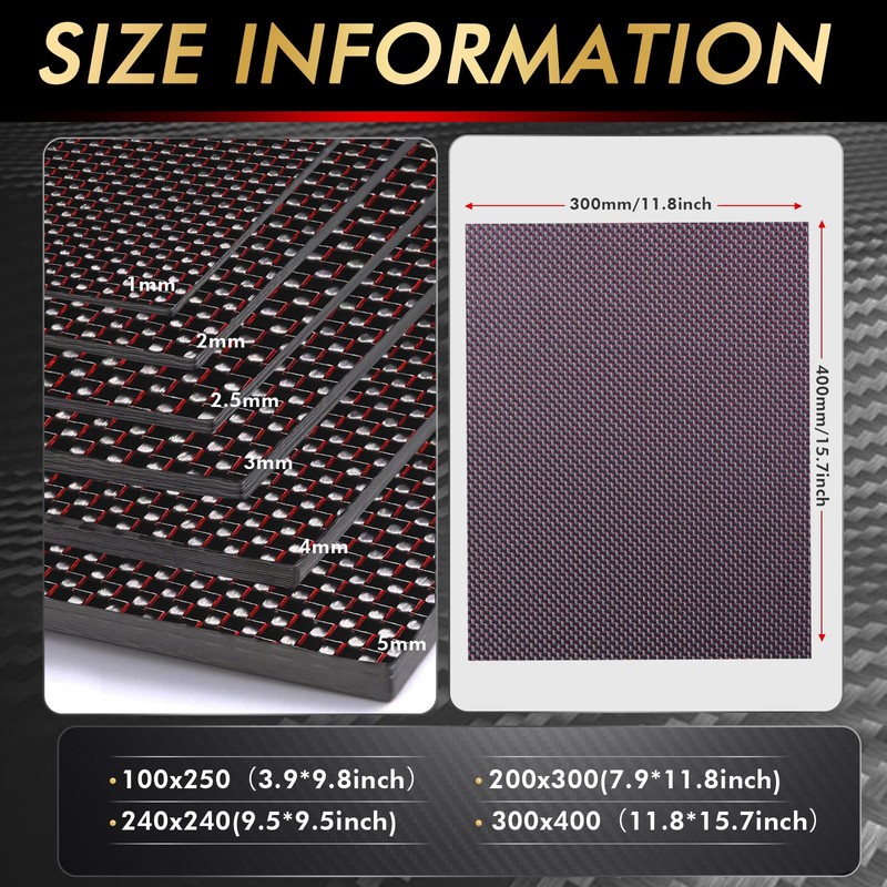 ARRIS 3.0mm Colored Carbon Fiber Sheet, 3K 100 X 250