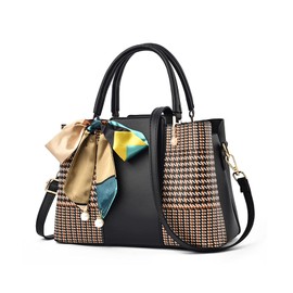 NICOLE & DORIS Fashion Top Handle Bag Designer Handbags for Women Exquisite Shoulder Bag Tote Bag Medium Size Crossbody Bag with Ribbon for Shopping Travel Gift Black