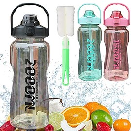 quancifang Water Bottle 1.5 L Water Bottle with Straw and Bottle Brush BPA Free Sports Bottle Leak-Proof Bicycle Bottle for Gym Camping Fitness Outdoor Cycling School Grey 1.5 Litres
