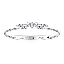 Kisseason Best Cousin Ever Mantra Bracelet for Women Jewelry Adjustable Chain Friendship Bangle Bracelet