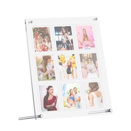 Seimeinoki Card Display Case, Holds 9 3-inch Photos, Acrylic Stand, Fully Transparent, Grooved Type, Convenient Storage, Can Be Used in Vertical or Horizontal, Acrylic Frame, Trading Card Case, Card