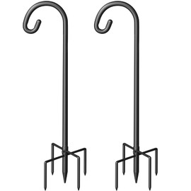 Surprizo Shepherd Hook for Outdoor, Heavy Duty Bird Feeder Pole with 5 Prong Base, Adjustable Height Bird Feeder Stand Ideal for Hanging Bird Feeders, Plant, and Garden Decorations