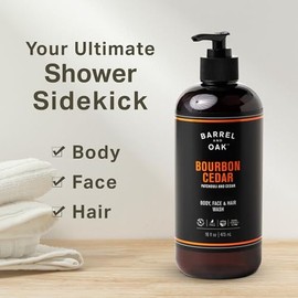 Olivina Men Hair, Face & Body All-in-One Wash, Bourbon Cedar, 16 Fl. Oz.
