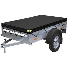 207x114x10cm Trailer Cover, Waterproof 420D Oxford PVC & Reinforced Eyelets & Reflective Strips Windproof UV Protection Trailer Covers for Heavy Duty Trailers (Black, 207x114x10cm)