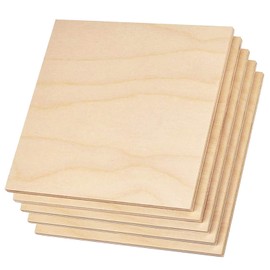 Plywood Sheet Board Squares, A Grade, 12 x 12 inch, 1/4 inch Thick, Pack of 5 Unfinished Wood for Crafts Basswood by Craftiff