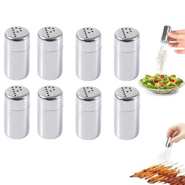 Pack of 8 Mini Salt Shakers, 5 ml Salt Shaker Small with Lid, Stainless Steel Mini Salt Faithful, Stainless Steel Salt, for Salt and Pepper Shakers, for Restaurants Camping and Outdoor Barbecue