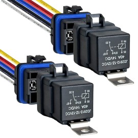 2 Pack Waterproof Relay and Harness Kit 40A 14V DC, 5 Pin SPDT Car Relay with Heavy Duty 14 AWG Copper Wires