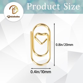 Dalababa 120Pcs Small Paper Clips, 20mm Heart Shaped Paperclips, Metal Bookmark Clips for Paperwork Office School and Personal Use - Rose Gold