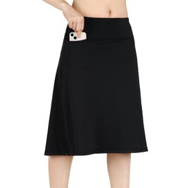 CZRLHYT Women's Skorts Skirts 25" Knee Length Sports Casual Skirts Modest with Pockets Black 4XL