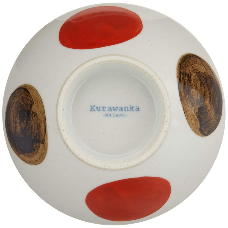 Hasamiyaki Wayama Kiln Kurawanka Rice Bowl, Red Round Crest
