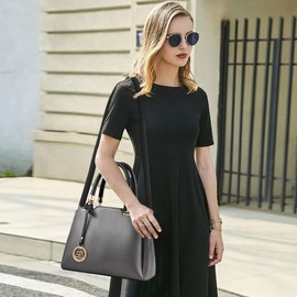 NICOLE&DORIS Women's Top Handle & Shoulder Bags - Multi Pocket Cross Body & Tote Bags for Ladies in PU Leather - Grey