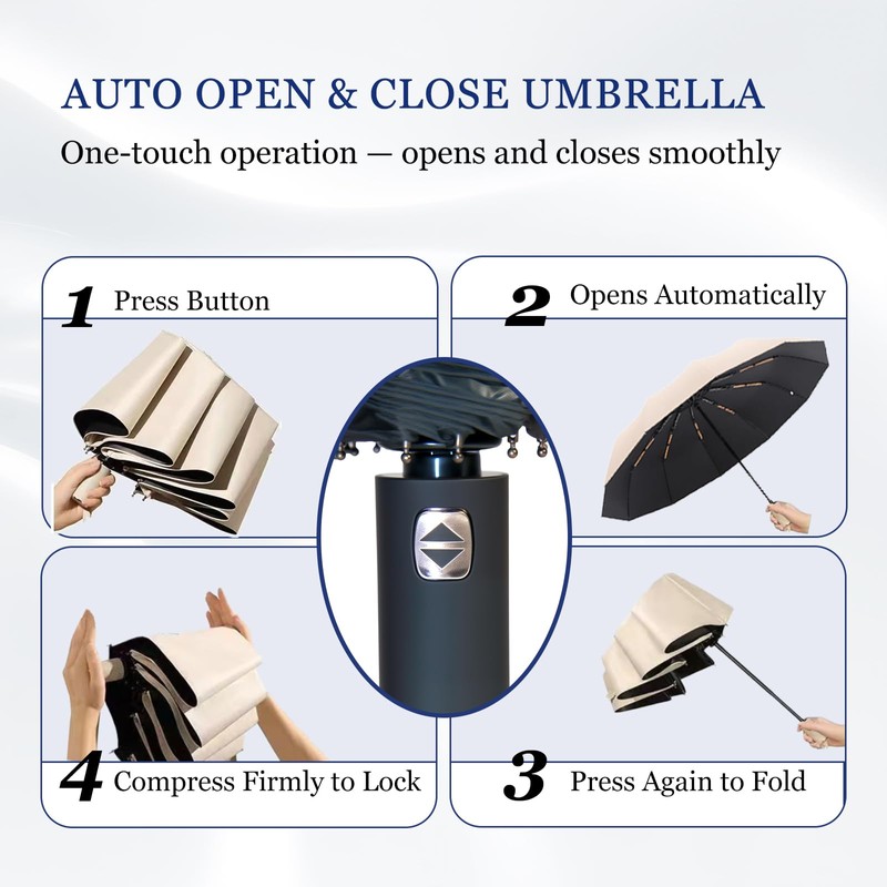 Ouqiesli Portable Folding Umbrella Compact Travel Windproof UV Protection Umbrella