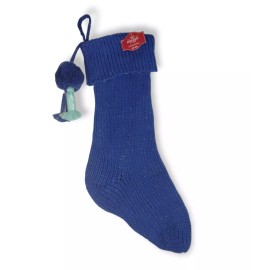Holiday Time Blue Lurex Knit 21 in Christmas Stocking with Tassels New