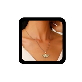 Erimberate Bohemian Leaf Choker Necklace Silver Ginkgo Pendant Necklace Metal Ginkgo Leaf Chain Necklace Minimalist Leaf Necklace Jewelry for Women