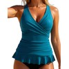 Hilor Women's Underwire Tankini Tops Tummy Control Swimsuits Crossover V