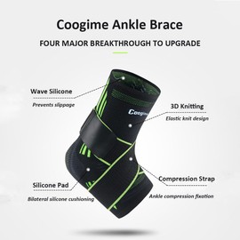 Coogime Pack of 2 Ankle Brace, Adjustable Ankle Brace Football, Plantar Fasciitis Bandage, Ankle Brace for Sports, Breathable Ankle Brace (Orange, L)