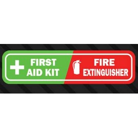 Kramer First Aid Fire Extinguisher Vehicle Emergency Sticker Decal Caution Safety kit 8 х 2 in.