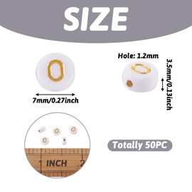 Cheriswelry 360pcs 7mm Flat Round Acrylic Alphabet Letter O Loose Beads Spacer Charms White Gold for Jewellery Bracelet Making