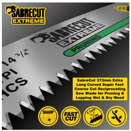1 x SabreCut SCRSG001 14 3/4" (373mm) 6 TPI Extra Long Curved Pruning Lopping Wet Wood Dry Wood Timber & Firewood Cutting Reciprocating Sabre Saw Blade Compatible with Bosch Dewalt Makita & others
