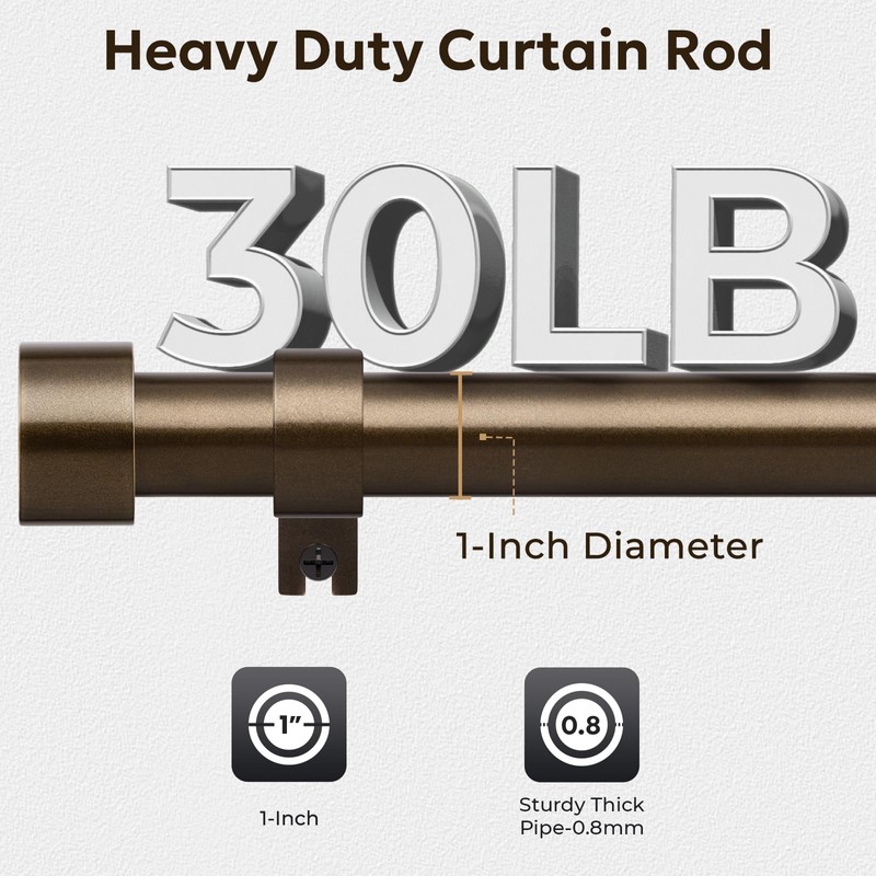 Zeerobee Curtain Rods for Windows 66 to 120, Bronze Curtain