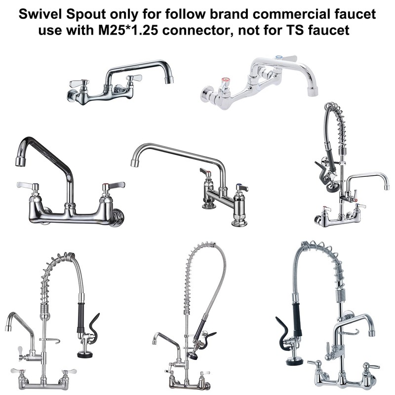 KWODE 6” Swivel Gooseneck Spout Replacement Kit for Commercial Kitchen