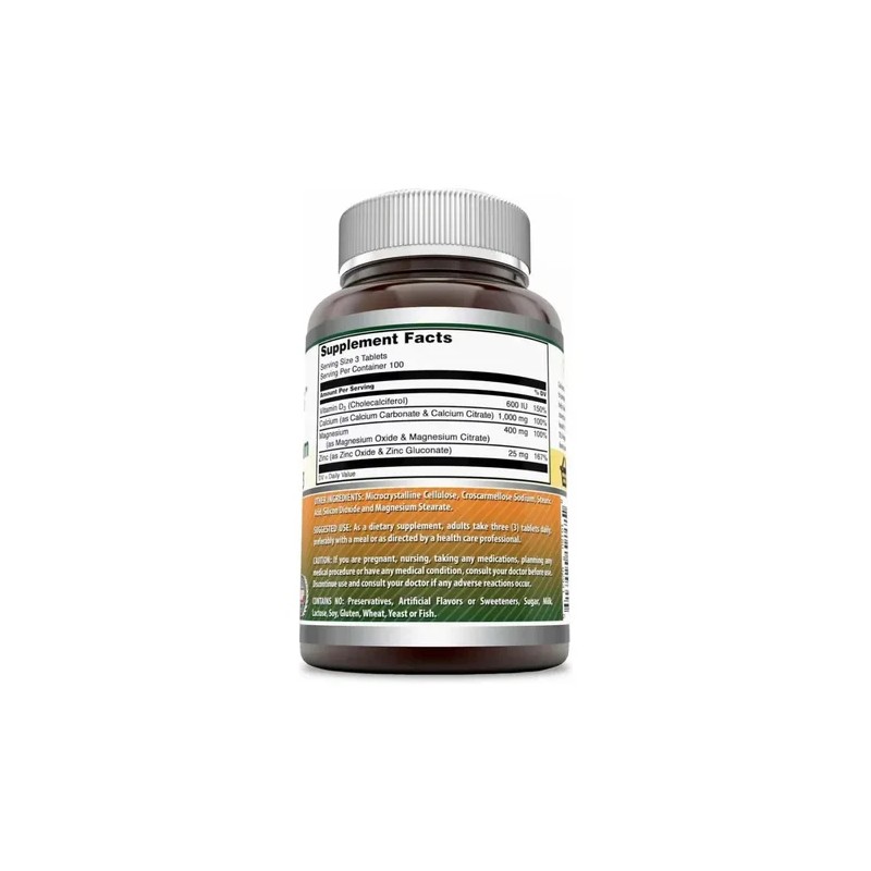 Suplemento Tabletas Calcio Magnesio Zinc Vitamina D3 Amazing Nutrition