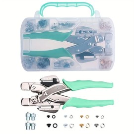 AIMALL 1 Set Air Eye Pliers with 3mm/5mm Eyelets, Multi-Functional Variable Punching Pliers for Snaps, Adjustable Size, Magnetic Mount, 160pcs Eyelets Included