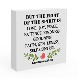 Bible Verse Gift for Christian Religious Gifts for Women Men Wooden Box Signs for Office Home Inspirational Christian Gift for Friend Daughter Sister Coworker Desk Decor Baptism Gift Scripture Gift
