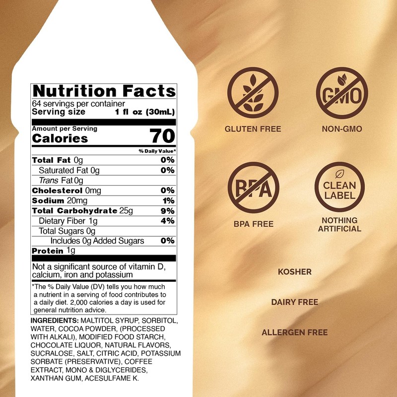 Monin - Sugar Free Dark Chocolate Sauce, Velvety and Rich,