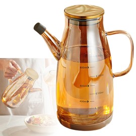 600ML Oil Dispenser Bottle with Drip Free Spout,Food-grade Dispenser Container Bottles for Cooking Kitchen Gadgets, No Drip Oil Dispenser for Kitchen, Barbecue, Salad, Frying (Amber,S)