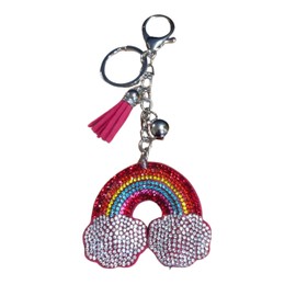 Popfizzy Rainbow Keychain, Bling Backpack Charm, Rhinestone Purse Charms for Handbags, Best Friends Gifts