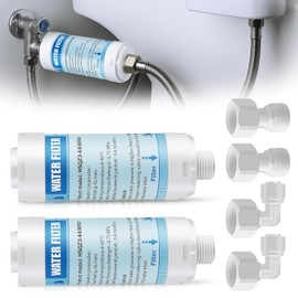 2 Pack Bidet Water Filter and Adapter for Electric Bidet Toilet Seats, Reduce Mineral Deposits & Soften Hard Water, Essential Protection for Smart Toilet, Compatible with 1/2", 3/8", 1/4" Hoses