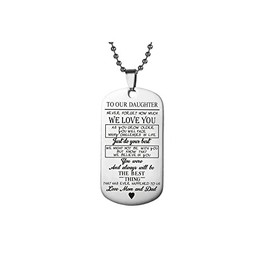 SBI Jewelry Mother Daughter Necklace for Women Dog Tag Pendant Never Forget How Much We Love You Birthday Anniversary